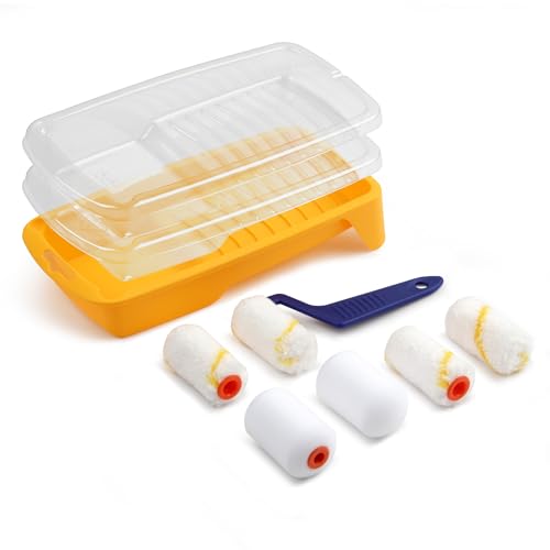 Voomey Small Paint Roller, 2 Inch Mini Paint Roller Kit 10 Pack | Microfiber Paint Rollers with Tray and Roller Frame for Touch Up Painting Wall, Door, Cabinet - size: 2 Inch Mini Paint Roller Kit 10 Pack