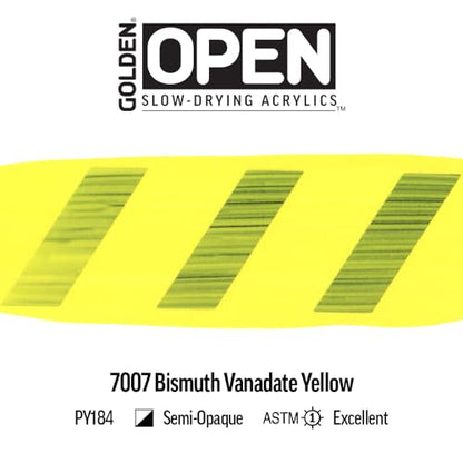 GOLDEN OPEN Slow-Drying Acrylics, Bismuth Vanadate Yellow, 5 fl oz. tube, Professional Acrylic Paint, Semi-Opaque - color: Bismuth Vanadate Yellow, size: 5 Fl Oz (Pack of 1)