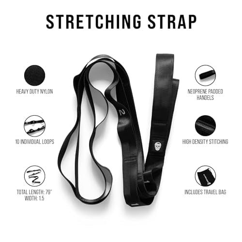Gymreapers Stretching Strap with Loops – Yoga Straps for Stretching – Physical Therapy Equipment & Leg Exercise Stretch Band for Men & Women