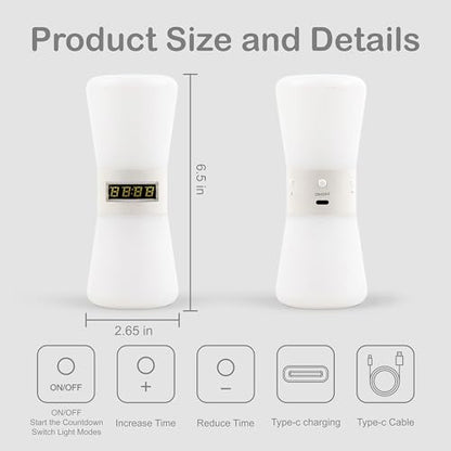 Rechargeable Digital Hourglass, LED Visual Timers, 1-99 Mins - color: Warm White
