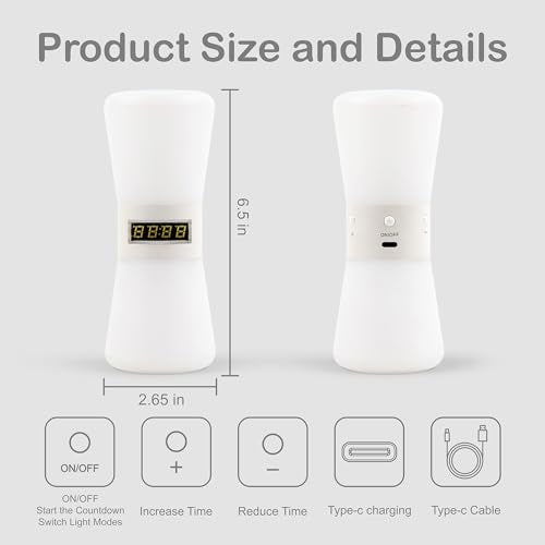 RGB Rechargeable Digital Hourglass, LED Visual Timers, 1-99 Mins - color: Multicolor