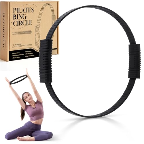 Krightlink Pilates Ring Circle, 14" Magic Circle Pilates Rings for Focusing on Toning Inner Thighs, Arms, and Core, Fitness Exercise Ring Workout Ring for Yoga and Pilates - color: Black
