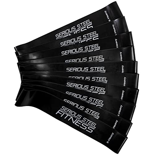 Serious Steel Fitness Mini Resistance Loop Bands | Rehab and Prehab Stretch Bands | 12" Exercise Workout Bands (Sets of 5 Pack and Sets of 10 Pack Trainer Options Available!) - color: X-Heavy 10 Pack (2" x 12")