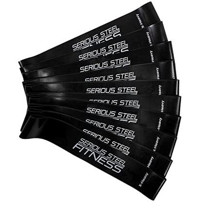 Serious Steel Fitness Mini Resistance Loop Bands | Rehab and Prehab Stretch Bands | 12" Exercise Workout Bands (Sets of 5 Pack and Sets of 10 Pack Trainer Options Available!) - color: X-Heavy 10 Pack (2" x 12")