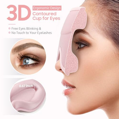 BeHoomi Sleep Mask, Premium Eye Mask for Sleeping, Total Blackout, Super Soft Comfort, Adjustable Fit, Upgraded 3D Ergonomic Designed Sleeping Mask for Home, Office, Travel, Meditation, Yoga, Pink - color: Pink