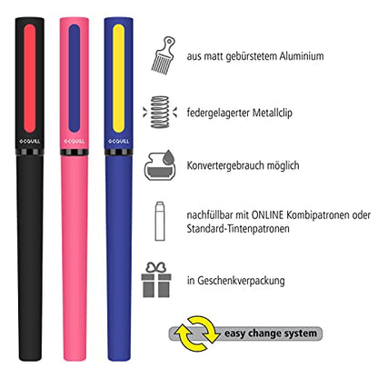 Calligraphy Pens Set 64pcs - Calligraphy Fountain Pen Set with 3 Fountain Pens, 7 Varied Nibs, 54 Ink Cartridges(10 Colors) - Writing, Drawing and Calligraphy Practice for beginner GC-F354