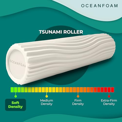 Oceanfoam Tsunami Roller (Natural) - Extra-Large, 26" x 5.9" - Soft, Textured Foam Roller for Physical Therapy, Back Pain, Exercise & Stretching - Wave Textured - Yoga, Athletics, & Wellness - color: Natural