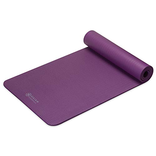 Gaiam Thick Yoga Mat, Exercise & Fitness Mat with Easy-Cinch Carrying Strap - color: Purple, size: 2/5" (10MM)