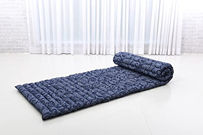 Leewadee Thai Roll Mat 75 x 28 inches Kapok Firm - color: Cbt1 - Blue, size: M: 75x28"
