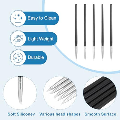 PATIKIL Silicone Clay Sculpting Tool, 15 Pcs Clay Shaping Tool Soft Rubber Modeling Dotting Tool for Pottery Clay Craft Painting Nail Rock, Black/White (3mm) - color: Black/White, size: 3mm