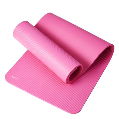 Amazon Basics Extra Thick Exercise Yoga Mat with Carrying Strap - color: Pink, style: 1/2 Inch