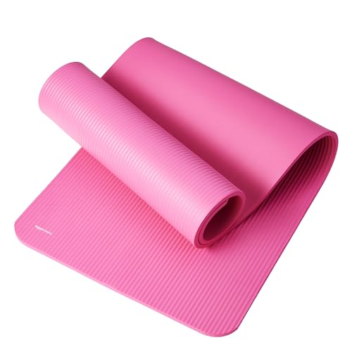 Amazon Basics Extra Thick Exercise Yoga Mat with Carrying Strap - color: 핑크, style: 1.3cm(1/2인치)