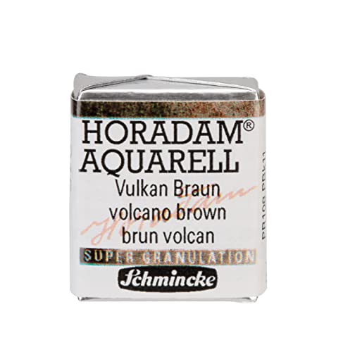 Schmincke - HORADAM® AQUARELL, Super Granulation, 14 915 044 Volcano Brown, 1/2 Pans, Very Strong granulating Colors, Finest, Super-granulating Watercolors - color: 915 volcano brown
