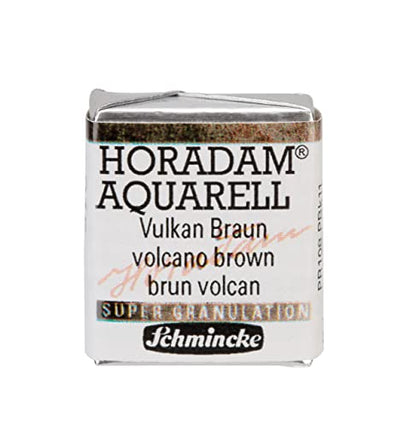 Schmincke - HORADAM® AQUARELL, Super Granulation, 14 915 044 Volcano Brown, 1/2 Pans, Very Strong granulating Colors, Finest, Super-granulating Watercolors - color: 915 volcano brown