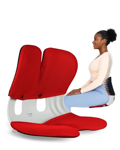 curble Grand Cover Set – Ergonomic Back Support, Washable & Detachable Cushion Cover Grand (Grey) - color: Set Red