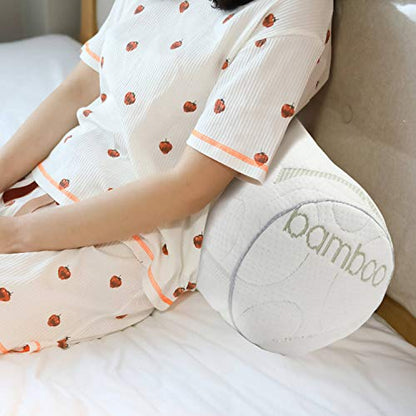 Kingnex Bolster Roll Pillow for Sleeping on Back or Side Under Knee to Relief Lower Back Pain Between Legs for Side Sleepers Cylinder Pillow with Removable Cover 20x8 | Under Knee to Relief Lower Back Pain or Between Legs for Side Sleepers, Bamboo Viscose
