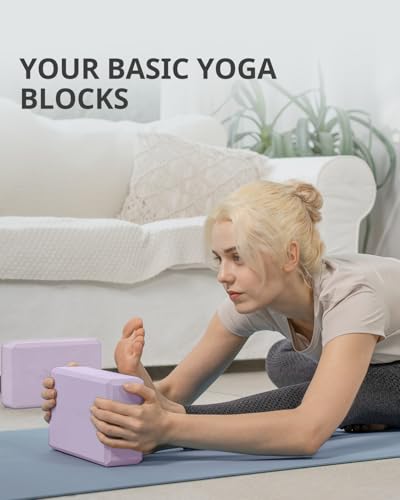 Trideer Yoga Blocks 2 Pack, Soft Non-Slip Foam Blocks with Beveled Edges for Alignment and Stretching in Yoga, Pilates, and Dance - Supportive, Lightweight, Odor Resistant, Latex-Free - color: Lavender-2 Pack