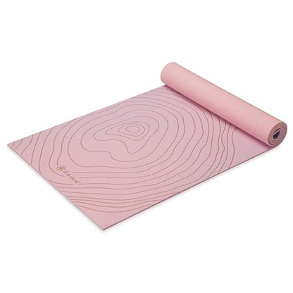 Gaiam Premium Yoga Mat, 6mm Thick Print Mat - color: Topo Sherbet