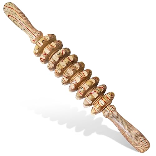 Manual Wood Therapy Massage Stick, Wooden Cellulite Muscle Roller for Legs - color: Wood Grain