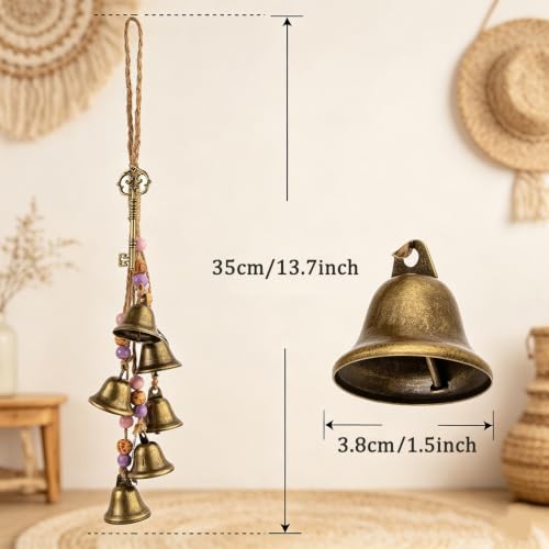 2 pcs Witch Bells for Door knob for Protection Hanging Bells Wind Chimes Witchcraft Supplies Door Bell Vintage Witch Decor for Home Room (Green Red) - color: Green Red