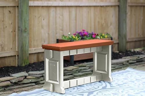 Bench, Redwood Top with Warm Grey Sides, 1 Pack - Proudly Made in The USA, Click and Lock Hardware-Free Assembly, Durable and Stylish Outdoor Seating - color: Redwood/Warm Grey, size: 1 Pack