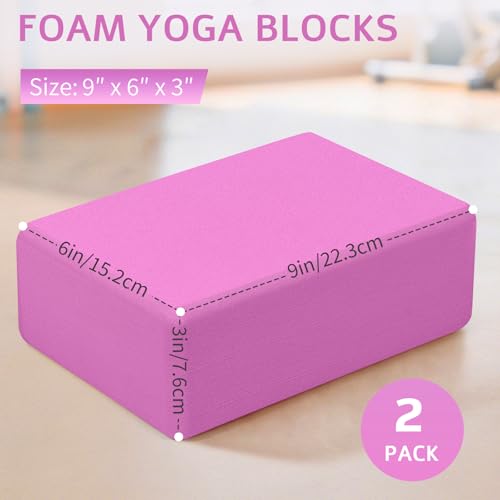 2 Pack Yoga Blocks, Lightweight 3x6x9in Yoga Bricks - color: 2PACK-Magenta