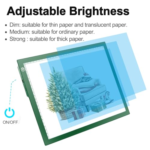 LitEnergy Rechargeable Battery Powered Light Tracing Box, Ultra-Thin Adjustable USB Power Artcraft LED Trace Light Pad Size A4 for Drawing, Streaming, Sketching, Animation, Stenciling (Green) - color: GREEN, size: 04 - 10x15inch rechargeable