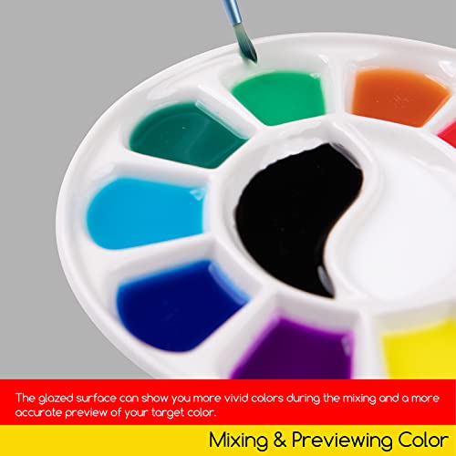 MEEDEN 12-Well Round Porcelain Watercolor Paint Palette for Watercolor Gouache Acrylic Oil Painting, 7-Inch - style: ROUND