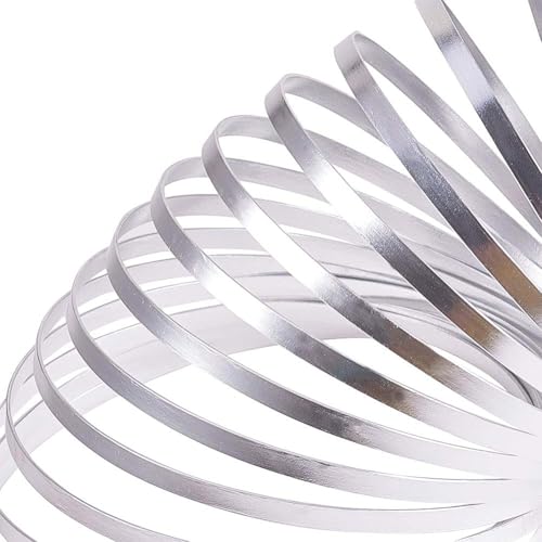 BENECREAT 65.6Feet Flat Jewelry Craft Wire, 18 Gauge Aluminum Wire for Bezel, Sculpting, Armature, Jewelry Making(Silver, 5mm Wide, 32.8Feet/Roll, 2 Rolls) - size: 5mm Wide