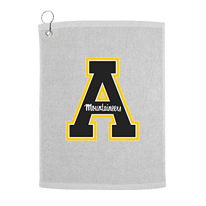 Sport Your Gear Appalachian State Mountaineers Golf Bag Towel - Officially Licensed - Athletic Logo - Ultra-Absorbent, Grommet Attachment, Keeps Clubs & Hands Dry - color: App St White