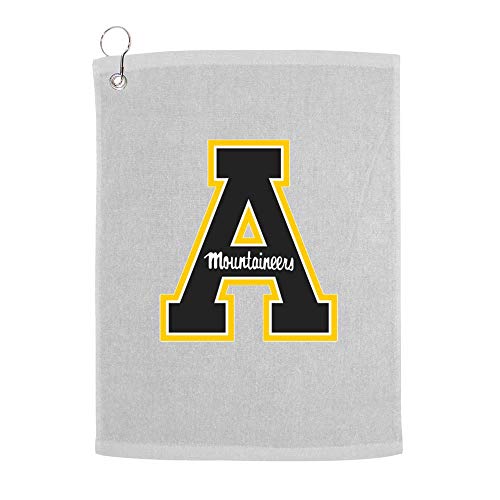 Sport Your Gear Appalachian State Mountaineers Golf Bag Towel - Officially Licensed - Athletic Logo - Ultra-Absorbent, Grommet Attachment, Keeps Clubs & Hands Dry - color: App St White