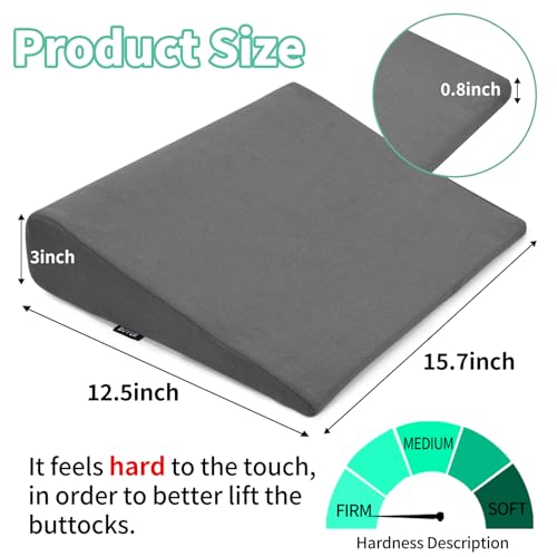 BUYUE Wedge Cushion for Butt Lift Women, Hard-Firm EVA Foam for Lift HIPS Up Fitness Training, Plank Position Mat, Non-Slip Chair Seat Pad, 15.7"x 12.5", Dark Gray - color: Dark Gray