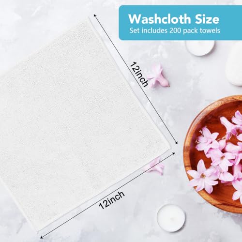 Orighty Washcloths Bulk, 200 Pack Microfiber Face Towels, 12x12 Inch White - color: White