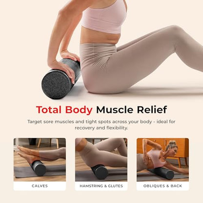 Sunny Health & Fitness 12" Black High-Density Yoga Foam Roller | Muscle Relief, Physical Therapy, Post-Workout Recovery, Improved Flexibility, Home, Gym, Rehab Use, Full-Body Use - color: Black, size: 12-Inch