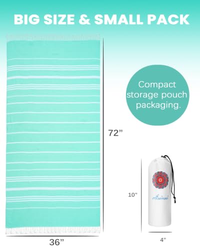 6 Pack Turkish Beach Towels Quick Dry Sand Free Oversized Bath Pool Swim Towel Extra Large XL Blanket Adult Travel Cruise Accessories Must Haves Clearance Stuff Necessities Vacation Essentials - color: Thinner Aqua, size: 72 x 36 inch