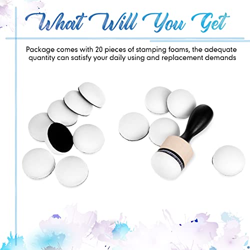 21 Packs Mini Round Ink Blending Tool with Foams Set 2.7 Inch Including 20 Pcs Replacement Refill Sponge Domed Foam Pads Art Supplies for Distressing Blending and More