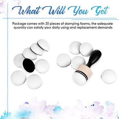 21 Packs Mini Round Ink Blending Tool with Foams Set 2.7 Inch Including 20 Pcs Replacement Refill Sponge Domed Foam Pads Art Supplies for Distressing Blending and More