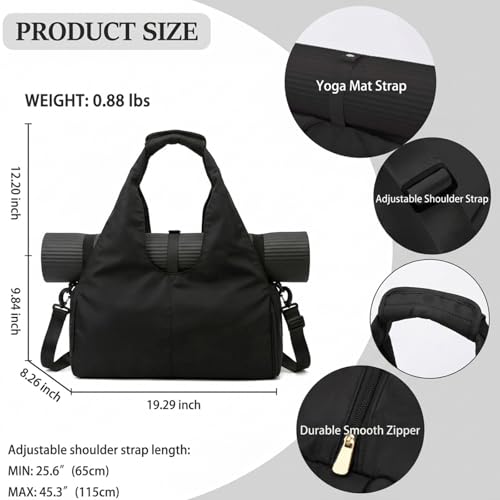 Yoga Mat Bag, Sport yoga Gym Bag for women, Lightweight yoga mat bag carrier with Yoga Strap, Carryall Yoga Tote Bag - color: Black