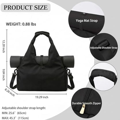 Yoga Mat Bag, Sport yoga Gym Bag for women, Lightweight yoga mat bag carrier with Yoga Strap, Carryall Yoga Tote Bag - color: Black