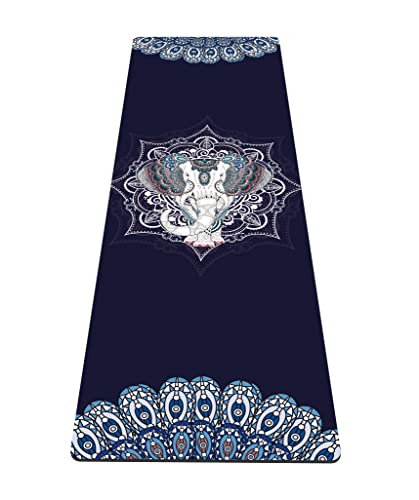 nuveti Yoga Mat Print Extra Thick TPE Non Slip Fitness Exercise Mat with Carrying Bag,72"x24" Extra Thick 6MM Exercise & Workout Mat for Yoga, Pilates Fitness and Floor Exercises - color: Elephant
