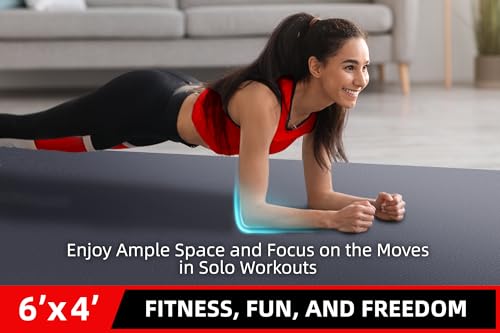 GymCope Large Exercise Mat for Home Workouts, 12x6/10x6/9x6/8x6/7x5/6x4 ft - color: 6'*4'Dark Grey