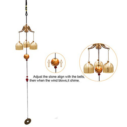 Banfeng 3 Bells Lucky Wind Chimes Feng Shui Wind Bell for Good Luck Home Garden Hanging Decoration Gift