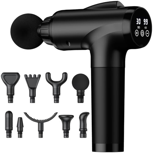 OLsky Massage Gun Deep Tissue 30 Speeds 9 Attachments Handheld (Black) | Electric Muscle Massager, High-intensity Percussion, Massage Device for Pain Relief, Quiet and Powerful, Ideal for Recovery - color: Black