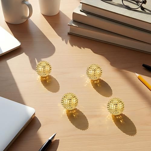 6 Pcs Magnetic Spiky Massage Ball Hand Exercise Relief, Gold - color: Gold