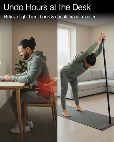 5ft Yoga Stick, Bamboo Stretching Stick for Mobility, Flexibility & Balance | Sturdy One-Piece Exercise Stick for Stretching, Physical Therapy, Workout, Posture, Yoga Bar & Dowel Rod - 20+ Video Guides