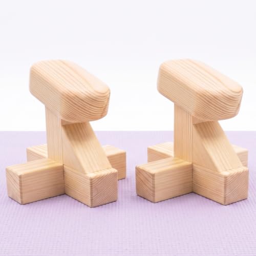 SAMTROY Handstand Canes for Balance Training | Moisture-Absorbent Grip, Non-Slip Wide Base, Ergonomic Handles, Portable For Yoga, Gym & Home Handstand Training - color: Wood-2