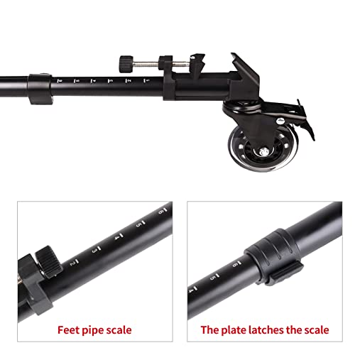 Photography Tripod Dolly, Heavy Duty with Larger 3-inch Rubber Wheels, Adjustable Leg Mounts and Carry Bag, Compatible with Most Tripods Perfect for Cameras Camcorder and Lighting Equipment Black