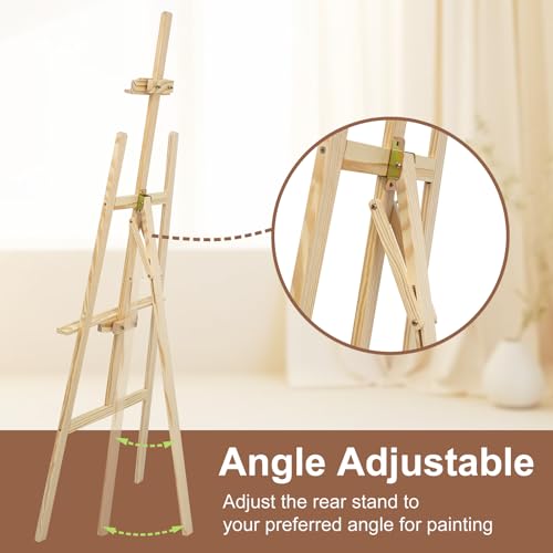 JEAWIWI 1 Pcs Wooden Easel, Adjustable, Holds up to 42", Lightweight Pine | Art Easel Stand for Painting and Canvas, Large, for Beginners and Artists, Lightweight Pine, for Studio, Classroom, and Home