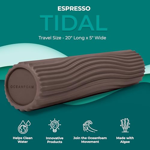 Oceanfoam Tidal Roller - Espresso - Muscle Massage Foam Roller for Back Pain & Stretching - Firm and Ergonomic Wide Wave Textured - Yoga, Athletics, & Wellness - Full Size, 20" x 5" - color: Espresso
