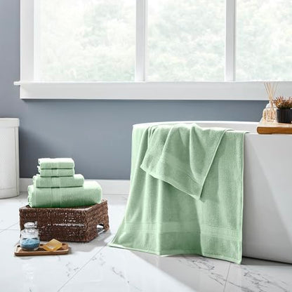 Modern Threads 6-Piece Rayon from Bamboo & Cotton Blend Towel Set - Ultra Soft & Absorbent, Seafoam - color: Green